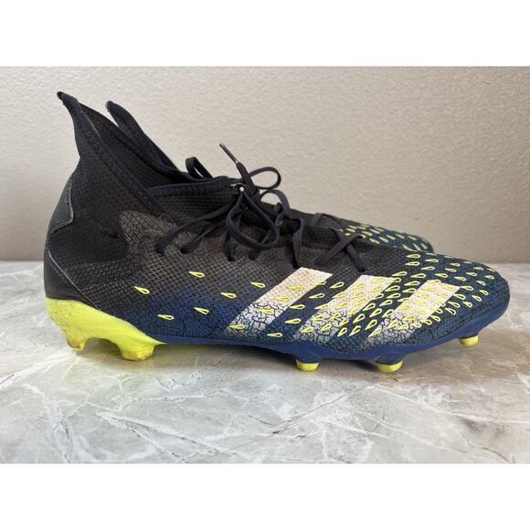 Adidas Predator Freak.3 Firm Men's Size 13 Cleats Black Blue White Yellow - Picture 2 of 10